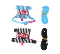 GARVALON Adjustable Small Pet Harness Set 2pcs Leash, Blue and Black Striped Portable Hamster and Chinchilla Decorative Chest Strap for Tiny Pets