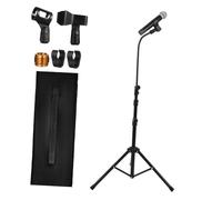 GARVALON Adjustable Tripod Mic Stand Floor Microphone Holder with Clips for Performance Singing Stage Party Recording Broadcasting Live Streaming