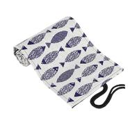 GARVALON Adorable Canvas Pencil Wrap Case with Slots Portable Roll Organizer for Colored Pencils Cartoon Saury Pattern Space-Saving Storage Pouch for Artists and Students