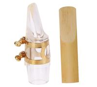 GARVALON Alto Saxophone Mouthpiece Kit with Acrylic Head Saxophone Ligature Clamp and Sax Reed for Intermediate Players