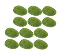 GARVALON Artificial Moss Stone Decorative Faux Moss Rocks 5x6cm Miniature Landscape Stones for Garden Patio Outdoor Plant Decoration 12pcs Set