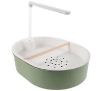 GARVALON Automatic Parrot Bird Bath Tub with Adjustable 5w Pump, Dual-row Shower for Small and Medium Birds, USB Powered Circulating Water, Includes Pine Wood Perch and Tubes for Cage Use