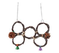 GARVALON Bird Cage Hanging Circle Parrot Climbing Toy Brown Wood Pine Cone for Mental and Physical Health Suitable for Bird Cage