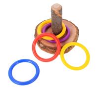 GARVALON Bird Training for Parakeets and Small Birds with Wooden Base 5 Colorful Rings Interactive Intelligence and Foraging Educational
