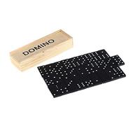 GARVALON Black Wooden Domino Blocks Set for Adults Lightweight Stacking for Family Travel and Creative Play Friendly Dominoes Game