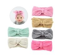 GARVALON Boys and Girls Knitted Turban Headbands 6 Pack Crochet Bowknot Ear Warmer Hairbands Bulky Multicolour Bunny Ear Headwraps for Newborns and Children