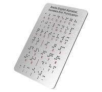 GARVALON Braille Alphabet Board Metal 7.25X4.7 Inch Raised Dots with Numbers Punctuation, Teaching Aid for Blind in Classroom and Escape Room