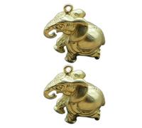GARVALON Brass Elephant Keychain Pendant 2pcs, Copper Animal Charms for Women and Men, Random Color Metal Key Holder Bag Ornament Accessory, Lucky Elephant Decoration for Everyday Use