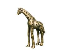 GARVALON Brass Giraffe Statue Figurine Vintage Brass Craft Ornament Indoor Tabletop Animal Decor Creative Desktop Decoration for Home and Office Display
