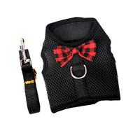 GARVALON Breathable Pet Vest Harness for Small Pets Lightweight Dog Chest Straps with Bow Decoration Chest Girth for Rabbits Guinea Pigs Squirrels Black