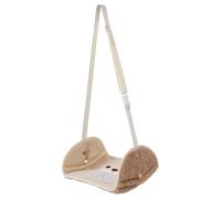 GARVALON Car Footrest Pad with Bear Pattern, Beige Rear Seat Leg Hammock Cushion for Car and Airplane Travel, Portable Footrest Mat for Plane, Office, and Vehicle Use