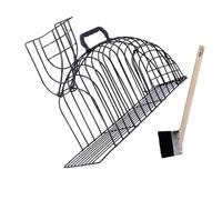 GARVALON Cat Bath Cage Anti-scratch Iron Mesh with Handle and Grooming Brush, Portable Cat Washing and Grooming Cage for Kitten, Black Single Unit for Home Pet Shower Supplies