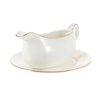 GARVALON Ceramic Gravy Sauce Boat with Drip Spout Premium White Porcelain Serving Jug for Steak Condiments and Dressings Heat-Resistant Kitchenware for Home and Restaurant Use