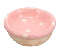 GARVALON Ceramic Hamster Food Bowl Anti-tip Small Pet Dish for Chinchilla Gerbil Rabbit Cage Feeding Smooth Safe Surface Versatile Water and Snack Container in Cute Mushroom Pink Design
