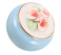 GARVALON Ceramic Small Pet Urn with Guardian Wings Print Secure Memorial Keepsake Box for Dog and Cat Ashes Portable Urn for Cremated Remains Versatile Storage for Hair and Teeth Blue