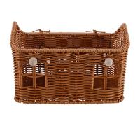 GARVALON Christmas Small Decorative Handwoven Rattan Basket with Handle - Woven Wicker Candy Storage Box for Wedding Party Favors, Holiday Hamper, and Festive Seasonal Decor