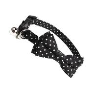 GARVALON Creative Black Polka Dot Bow Tie Pet Collar for Dogs and Cats, Sturdy Pu Cloth Material with Bell, Practical Pet Accessory for Photo Prop and Stylish Daily Wear