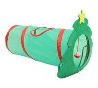 GARVALON Cute Christmas Tree Shape Pet Tunnel for Cats Green Polyester Interactive Easy to Clean Comfortable Cat Hiding Tunnel for Christmas Theme