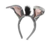 GARVALON Cute Donkey Ears Headband for Adults and Boys and Girls Plush Animal Cosplay Accessory for Halloween Parties Soft Cartoon Hair Band Grey Ears for Dress-Up