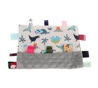 GARVALON Dinosaur Pattern Baby Security Blanket Soft Sensory Towel for Newborns Comforting Nursing Handkerchief Colorful Tags for Teething and Bathing