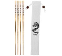 GARVALON Dragon Pattern for Celebrating The Lunar New Year Or Gifting with Smooth and Comfortable Feel with Cloth Bag Metal Chopstick Set with Smooth and Comfortable Feel , Lightweight
