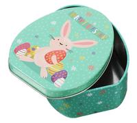 GARVALON Easter Bunny Tinplate Candy Box Green and Pink Easter Egg Snack Container Decorative Bunny-shaped Treat Holder for Holiday Party Wrapping