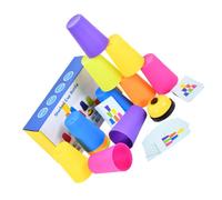 GARVALON Educational Stacking Cup Game for Colorful Cards Bell Interactive Parent for Early Development Training and Social Skills Building