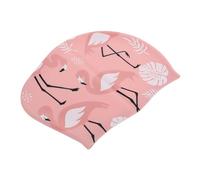 GARVALON Flamingo Print Silicone Swim Cap for Women with Long Hair High Elastic Bathing Hat with Ear Protection Flexible Pool Cap for Training and Comfortable Fit
