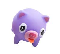 GARVALON Funny Tongue Squeak Animal Doll Squeeze for Stress Relief PVC Decompression with Elastic Stretch and Squeaking Sound Cute Purple Pig Sensory Relief Tool