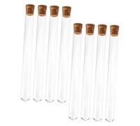 GARVALON Glass Test Tubes Well Sealed Smooth Surface with Wood Corks 8pcs round Bottom for Chemistry Experiments and Practical Exercises