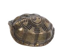 GARVALON Golden Feng Shui Turtle Shell Luck Charm with Fortune Divination Coins Prosperity Wealth Statue Ornament for Home Decor Symbolic I Ching Design for Health and Wisdom