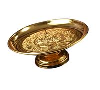 GARVALON Golden Lotus Fruit Plate Tribute Tray Temple Worship Holder Compact for Buddhist Offerings and Family Sacrifices Decorative Religious Supplies