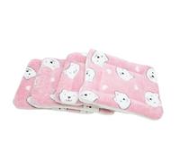 GARVALON Guinea Pig Blanket and Small Animal Cage Liner, 4pcs Soft Warm Wool Sleeping Pads for Hamsters and Hedgehogs, Pink Bear Head Pattern, Size S, Washable Pet Sleeping Mats for Small Pets