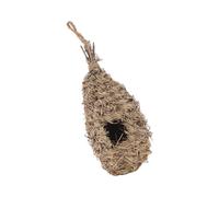 GARVALON Handmade Straw Woven Bird Nest Decor Oval Shaped Shelter with Hanging Rope for Garden Balcony Outdoor Use Breathable Creative Bird House