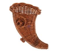 GARVALON Handwoven Rustic Rattan Cornucopia Basket Large Horn Storage for Autumn Decorations Versatile Centerpiece for Harvest Fruits Snacks Bread and Holiday Table Display