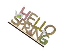GARVALON Hello Spring Wooden Sign Flower and Chick Pattern, Farm Wooden Ornament, Seasonal Spring Desktop Decoration for Office and Home