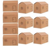 GARVALON House Shaped Boxes 11.4X6.5X6Cm Natural Paper Candy Packaging Boxes for Holiday Party Treats 10Pcs