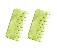 GARVALON Jade Massage Combs 2Pcs Anti-Static Design for Scalp Blood Circulation Relaxation Natural Jade Hair Combs for Head Meridian Massage