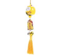 GARVALON Japanese Lucky Cat Pendant Wind Bell with Tassel Decorative Fortune Amulet for Home Car and Garden Hanging Traditional Ceramic Maneki Neko Charm for Luck and Prosperity