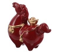 GARVALON Lucky Ancient Chinese Horse Ornament Red Ceramic Horse Figurine for Office Home Decor Feng Shui Figurine for Success Decorative Animal Sculpture for Desk