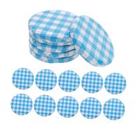 GARVALON Mason Jar Lids Replacement Checked Plaid 82# Regular Mouth Tinplate Sealing Caps for Jam Jars and Canning Glass Bottles, 50pcs Blue .5cm Diameter
