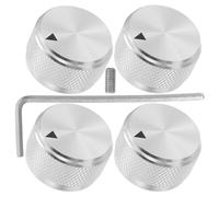 GARVALON Metal Speaker Rotary Knobs 6Mm Inner Hole Silver 25X15.5Mm Textured Volume Tone Control Knobs for Guitar Amplifier and Audio Equipment, 4 Pieces