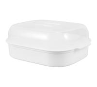 GARVALON Microwave Steamer Box with Sealed Lid for Vegetables and Fish Food-grade High-temperature Resistant Large Capacity Kitchen Steaming Pot Transparent Lightweight Cooking Tray for