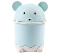GARVALON Mini Cartoon Mouse Trash Can with Lid, Blue Small Desktop Waste Bin for Home and Office, Creative Mini Table Garbage Storage Bucket