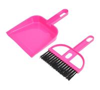 GARVALON Mini Dustpan and Brush Set for Desktop Cleaning Portable Small Broom with Soft Bristles for Keyboards Electronics Pet Cages and Bed Dust Removal Space-Saving Red Sweeper Kit
