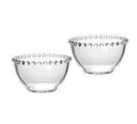GARVALON Mini Glass Bowls 2Pcs 75Ml Beaded Edge Sauce Mixing Bowls for Seasoning Oil and Condiments Serving at Home