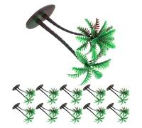 GARVALON Miniature Coconut Palm Tree Artificial 15Pcs Plastic Green Trees for Cake Decoration and Fish Tank Landscaping