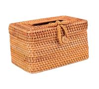 GARVALON Natural Hand Woven Rattan Napkin Box with Top Opening for Easy Access Decorative Cloth Tissue Container for Home Hotel Kitchen Countertops Sturdy Tabletop Organizer with Smooth