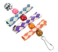 GARVALON Natural Parrot Hanging Chewing for Birds Foraging Shredding Plaything with Colorful Beads Encourages Mental Stimulation and Boredom Relief for Cockatiels Budgies and Conures