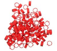 GARVALON Numbered Pigeon Foot Rings 10mm Plastic Clip-on Leg Bands for Poultry Identification, Red Sturdy Bird Leg Tags, 100pcs Suitable for Racing Pigeons and Doves